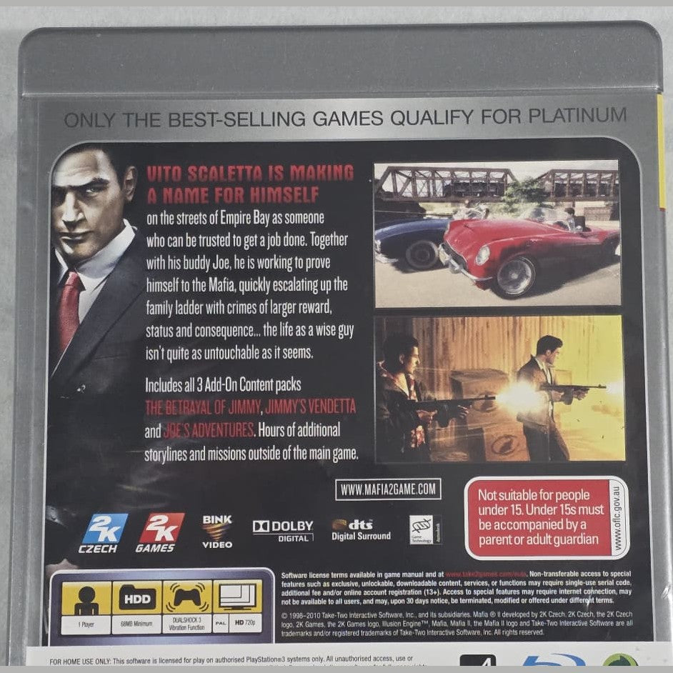 MAFIA II 2 - PS3 *NM* (REGION FREE/CIB)