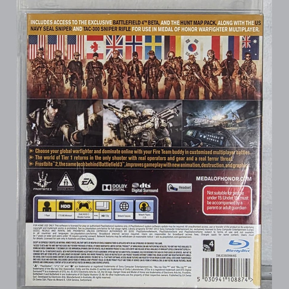 Medal of Honor Warfighter - PS3 *NM* (REGION FREE/CIB)