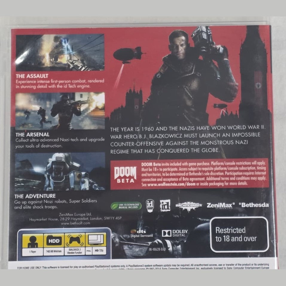 Wolfenstein : The New Order - PS3 *NM* (REGION FREE/CIB)