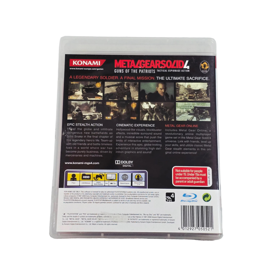 Metal Gear Solid 4 back cover
