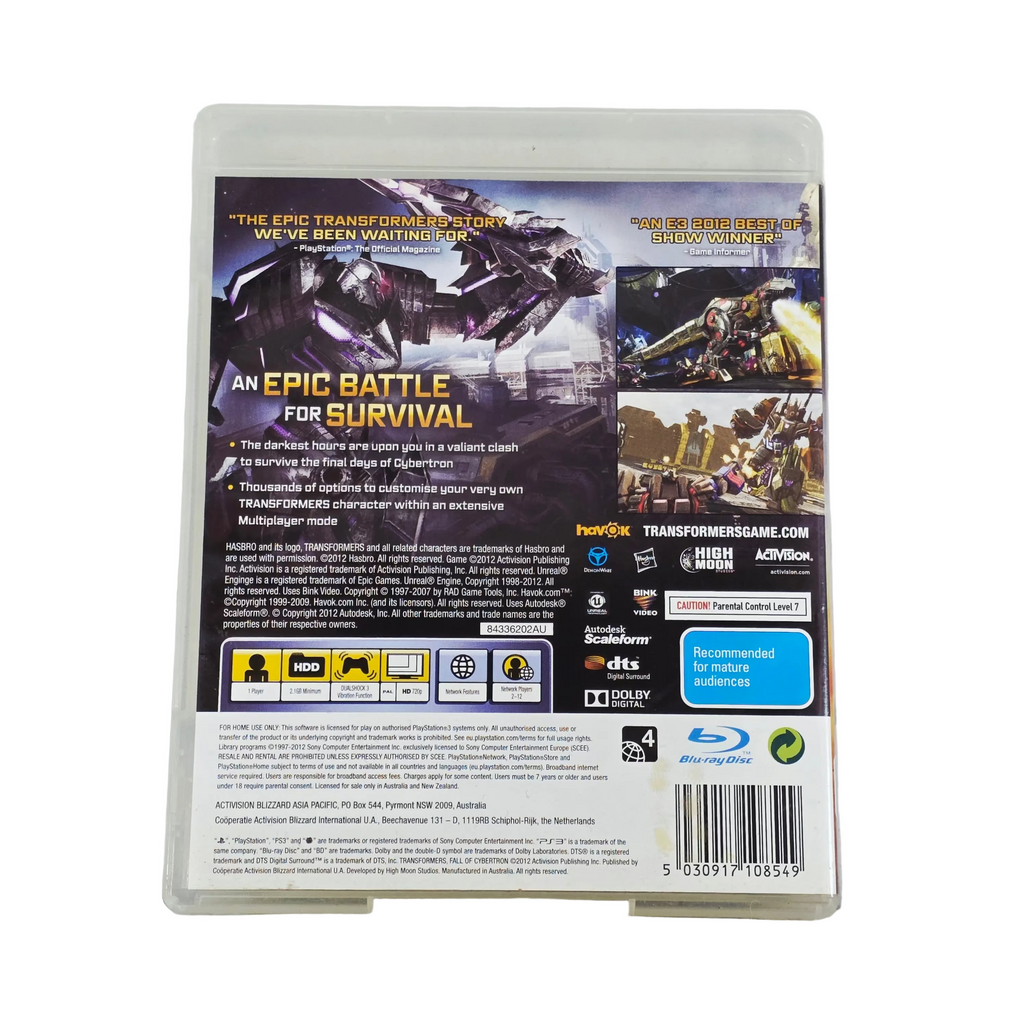 Transformers: Fall of Cybertron back cover