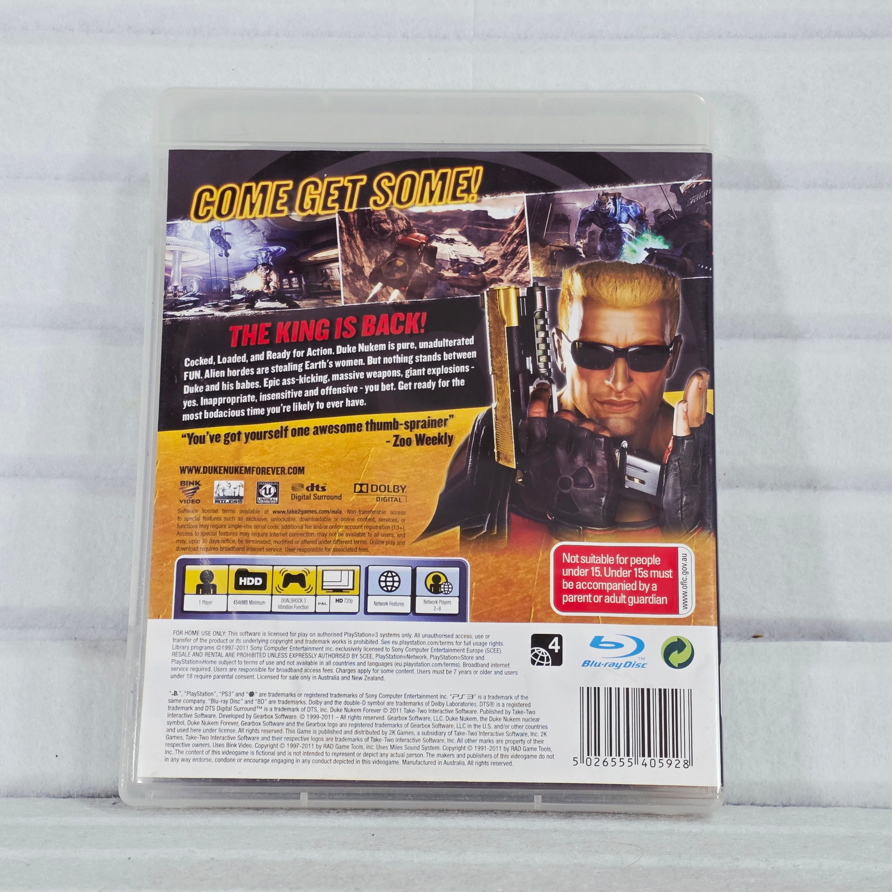 Duke Nukem Forever PS3 back cover