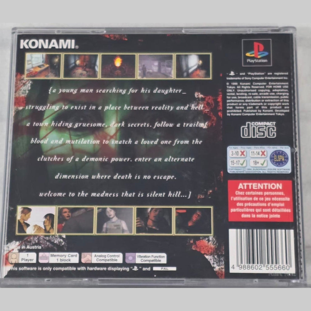 Silent Hill PlayStation 1 PAL - rear cover